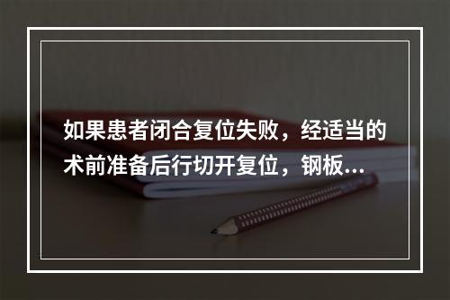 如果患者闭合复位失败，经适当的术前准备后行切开复位，钢板螺丝