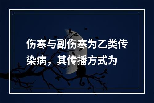 伤寒与副伤寒为乙类传染病，其传播方式为