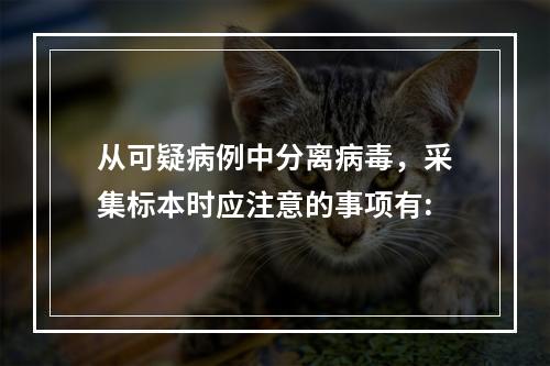 从可疑病例中分离病毒，采集标本时应注意的事项有: