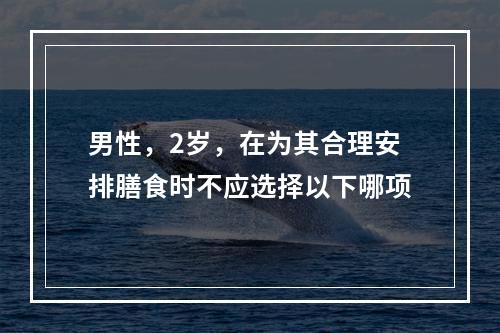 男性，2岁，在为其合理安排膳食时不应选择以下哪项