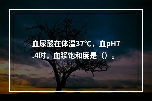 血尿酸在体温37℃，血pH7.4时，血浆饱和度是（）。