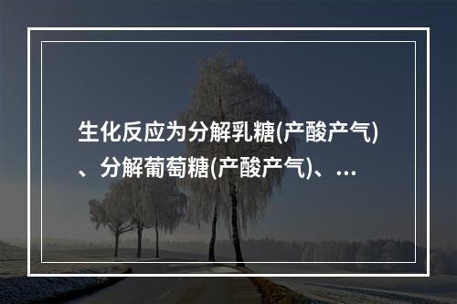 生化反应为分解乳糖(产酸产气)、分解葡萄糖(产酸产气)、动力