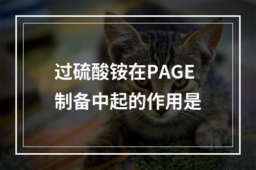 过硫酸铵在PAGE制备中起的作用是