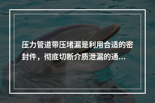 压力管道带压堵漏是利用合适的密封件，彻底切断介质泄漏的通道，