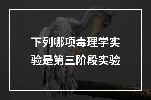 下列哪项毒理学实验是第三阶段实验