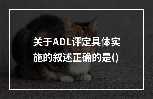 关于ADL评定具体实施的叙述正确的是()