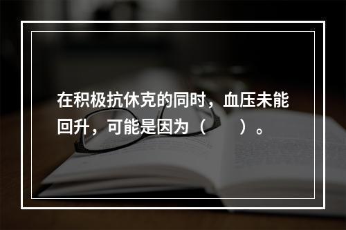 在积极抗休克的同时，血压未能回升，可能是因为（　　）。