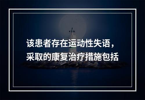 该患者存在运动性失语，采取的康复治疗措施包括