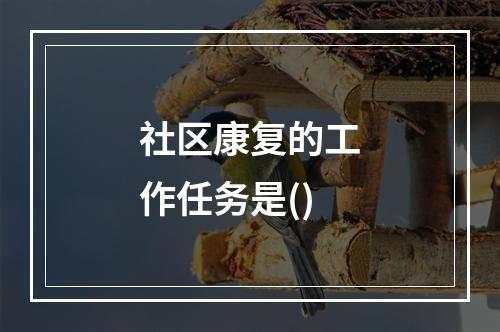 社区康复的工作任务是()