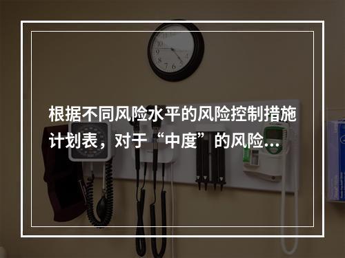 根据不同风险水平的风险控制措施计划表，对于“中度”的风险，宜