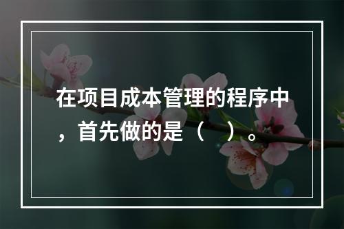 在项目成本管理的程序中，首先做的是（　）。