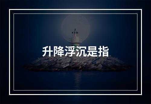 升降浮沉是指