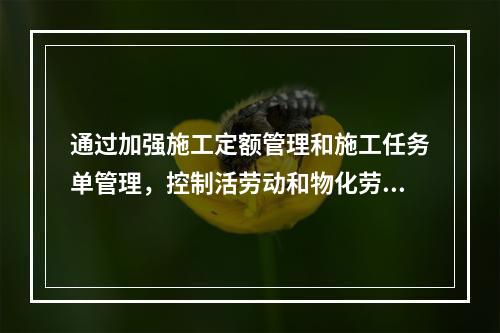 通过加强施工定额管理和施工任务单管理，控制活劳动和物化劳动的