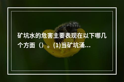 矿坑水的危害主要表现在以下哪几个方面（）。(1)当矿坑涌水量