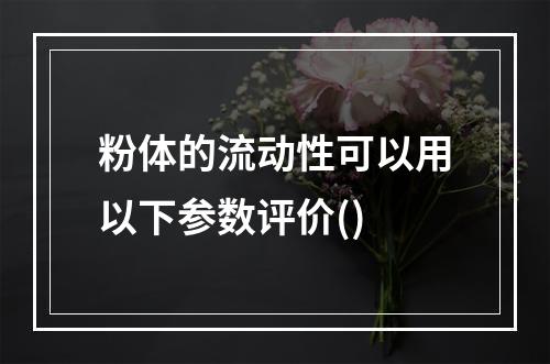 粉体的流动性可以用以下参数评价()