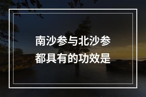 南沙参与北沙参都具有的功效是