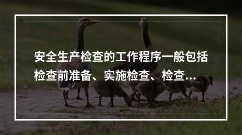 安全生产检查的工作程序一般包括检查前准备、实施检查、检查结果