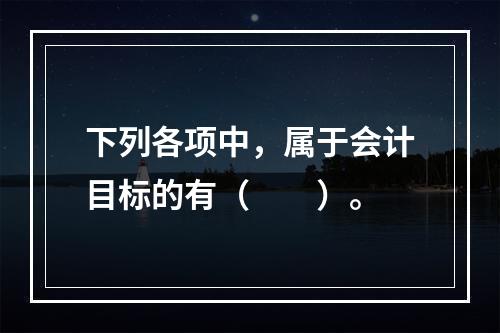 下列各项中，属于会计目标的有（　　）。