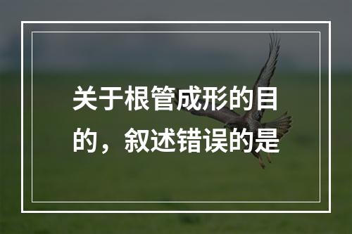 关于根管成形的目的，叙述错误的是