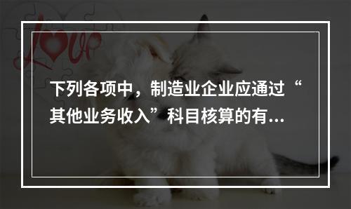 下列各项中，制造业企业应通过“其他业务收入”科目核算的有（　