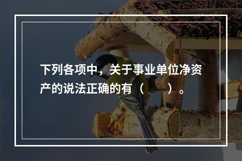 下列各项中，关于事业单位净资产的说法正确的有（　　）。