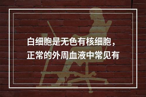 白细胞是无色有核细胞，正常的外周血液中常见有