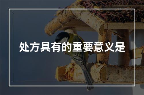 处方具有的重要意义是