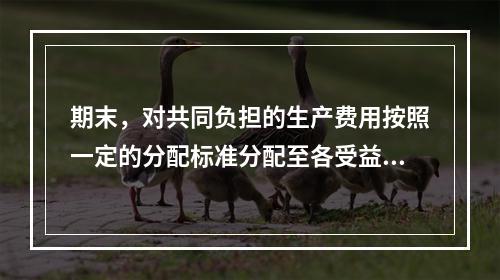 期末，对共同负担的生产费用按照一定的分配标准分配至各受益对象