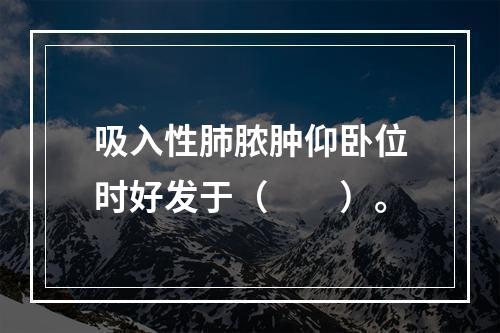 吸入性肺脓肿仰卧位时好发于（　　）。