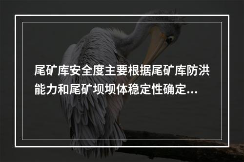 尾矿库安全度主要根据尾矿库防洪能力和尾矿坝坝体稳定性确定，分