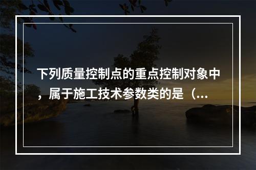 下列质量控制点的重点控制对象中，属于施工技术参数类的是（　）