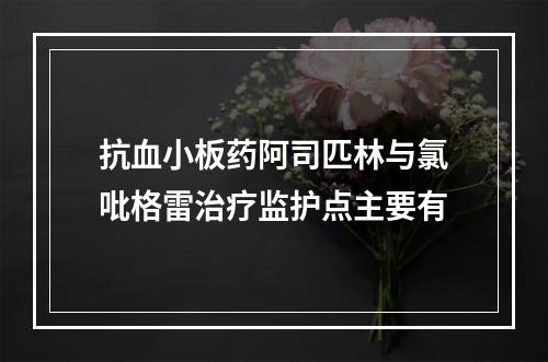 抗血小板药阿司匹林与氯吡格雷治疗监护点主要有