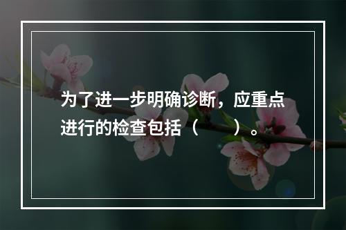 为了进一步明确诊断，应重点进行的检查包括（　　）。