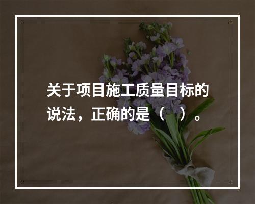 关于项目施工质量目标的说法，正确的是（　）。