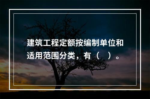 建筑工程定额按编制单位和适用范围分类，有（　）。