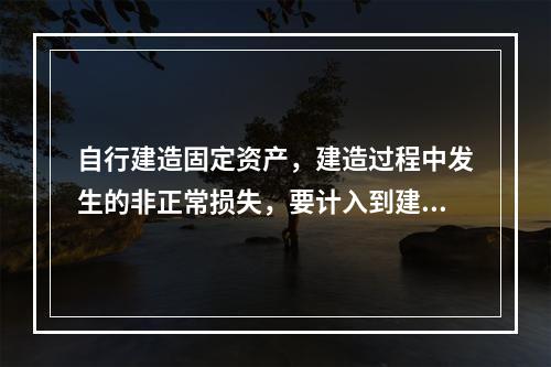 自行建造固定资产，建造过程中发生的非正常损失，要计入到建造成