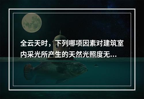 全云天时，下列哪项因素对建筑室内采光所产生的天然光照度无影