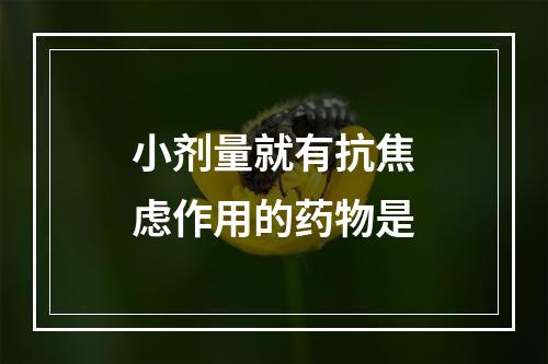 小剂量就有抗焦虑作用的药物是