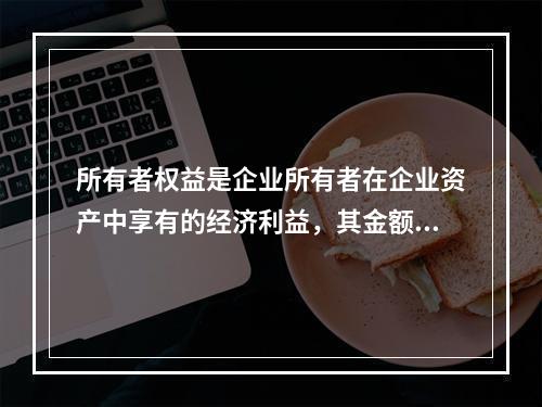 所有者权益是企业所有者在企业资产中享有的经济利益，其金额为企