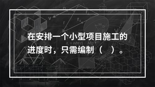 在安排一个小型项目施工的进度时，只需编制（　）。