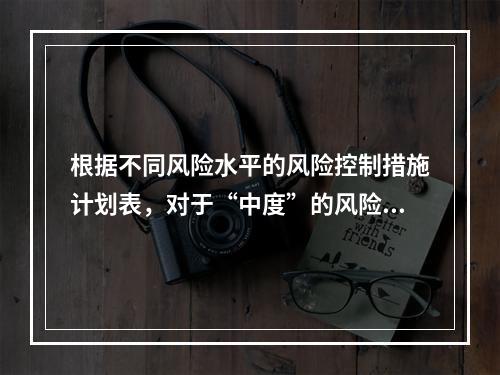 根据不同风险水平的风险控制措施计划表，对于“中度”的风险，宜