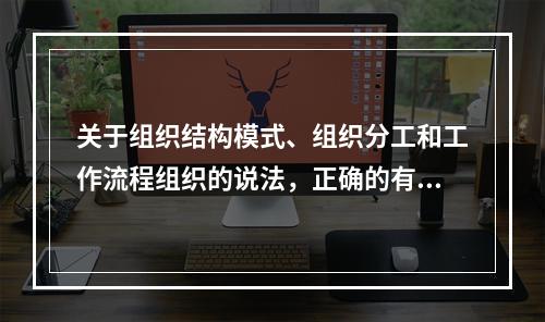 关于组织结构模式、组织分工和工作流程组织的说法，正确的有（　