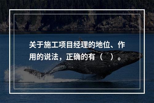 关于施工项目经理的地位、作用的说法，正确的有（　）。