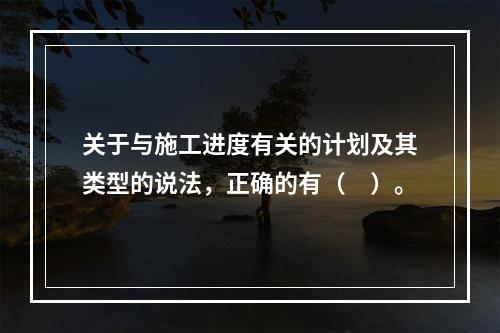 关于与施工进度有关的计划及其类型的说法，正确的有（　）。