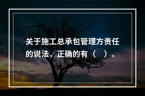 关于施工总承包管理方责任的说法，正确的有（　）。