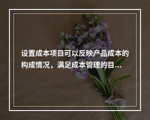 设置成本项目可以反映产品成本的构成情况，满足成本管理的目的和