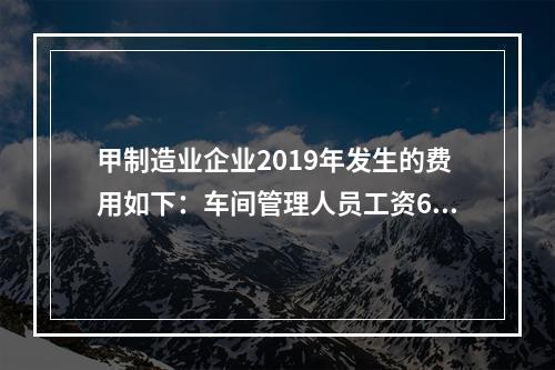 甲制造业企业2019年发生的费用如下：车间管理人员工资60万