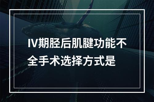 Ⅳ期胫后肌腱功能不全手术选择方式是