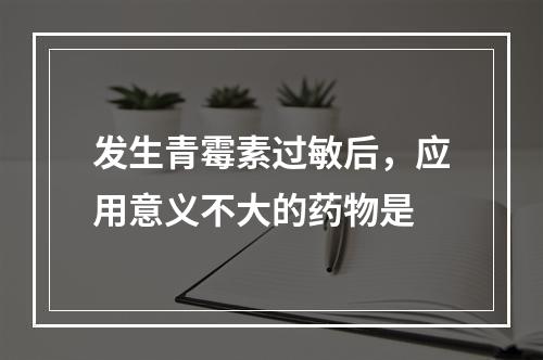 发生青霉素过敏后，应用意义不大的药物是