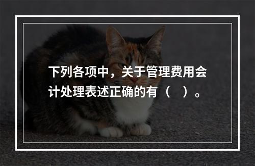 下列各项中，关于管理费用会计处理表述正确的有（　）。